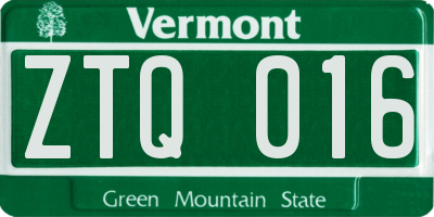 VT license plate ZTQ016