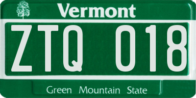 VT license plate ZTQ018