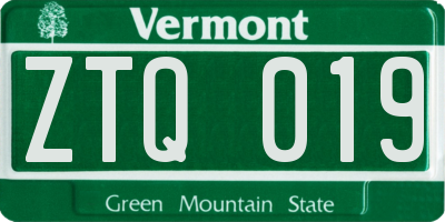 VT license plate ZTQ019