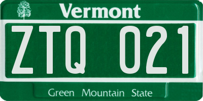 VT license plate ZTQ021