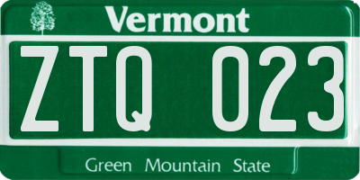 VT license plate ZTQ023