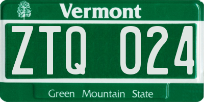 VT license plate ZTQ024