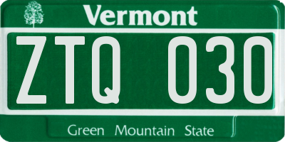 VT license plate ZTQ030
