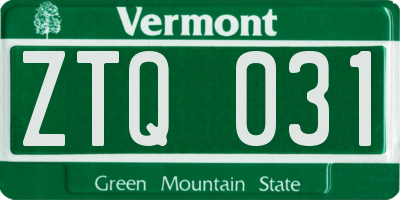 VT license plate ZTQ031