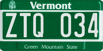 VT license plate ZTQ034