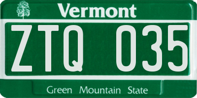 VT license plate ZTQ035