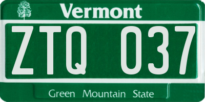 VT license plate ZTQ037