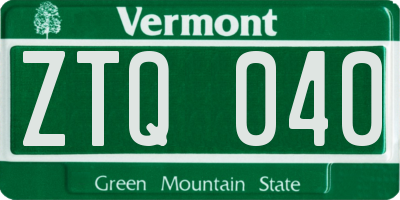VT license plate ZTQ040