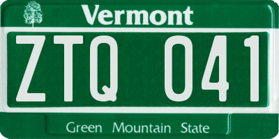 VT license plate ZTQ041