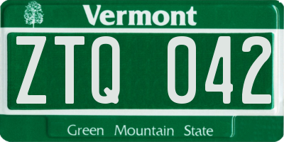 VT license plate ZTQ042