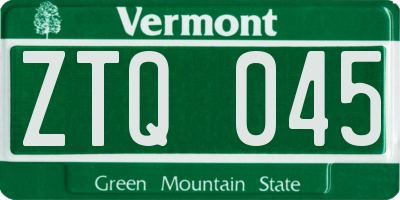 VT license plate ZTQ045