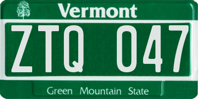 VT license plate ZTQ047