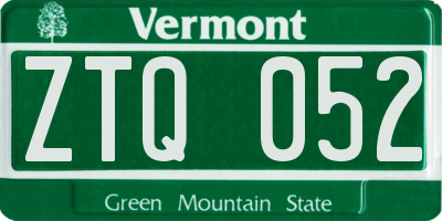 VT license plate ZTQ052