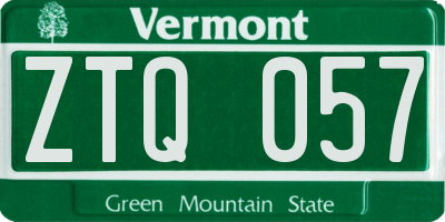 VT license plate ZTQ057