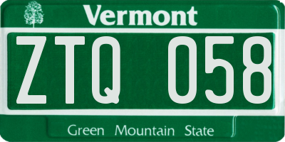 VT license plate ZTQ058