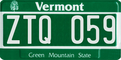VT license plate ZTQ059