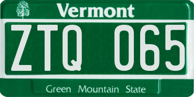VT license plate ZTQ065