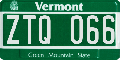 VT license plate ZTQ066