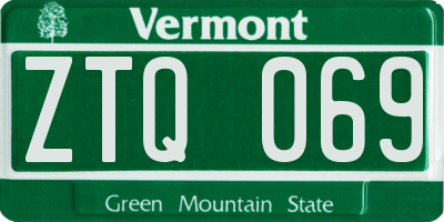 VT license plate ZTQ069