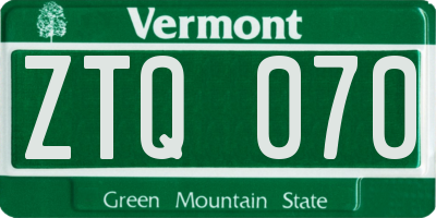 VT license plate ZTQ070
