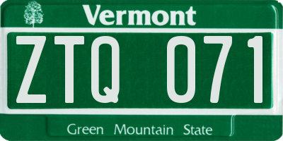 VT license plate ZTQ071