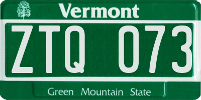 VT license plate ZTQ073