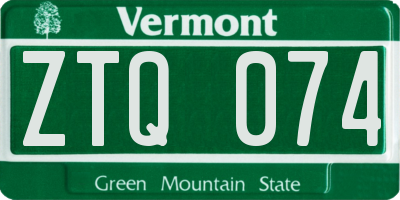 VT license plate ZTQ074