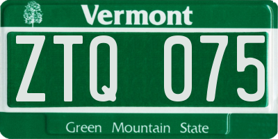 VT license plate ZTQ075