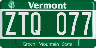 VT license plate ZTQ077