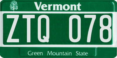 VT license plate ZTQ078