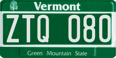 VT license plate ZTQ080