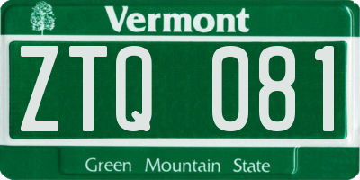 VT license plate ZTQ081