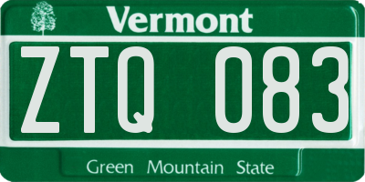 VT license plate ZTQ083