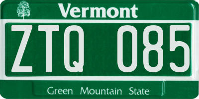 VT license plate ZTQ085