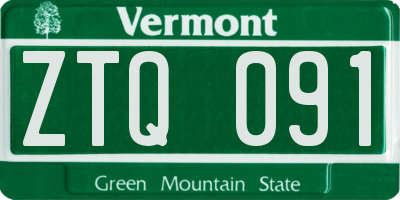 VT license plate ZTQ091