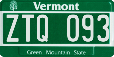 VT license plate ZTQ093