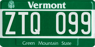 VT license plate ZTQ099