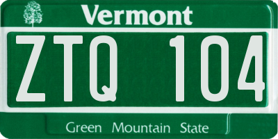 VT license plate ZTQ104
