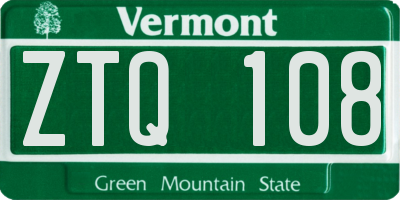 VT license plate ZTQ108
