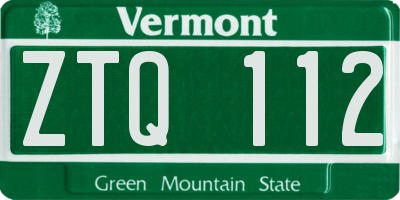 VT license plate ZTQ112