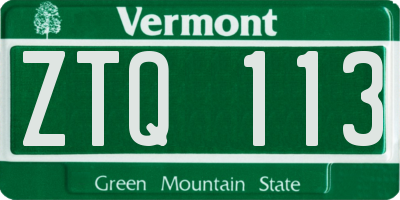 VT license plate ZTQ113