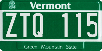 VT license plate ZTQ115