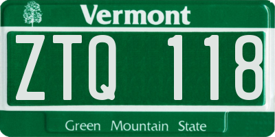 VT license plate ZTQ118