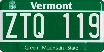 VT license plate ZTQ119