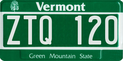 VT license plate ZTQ120