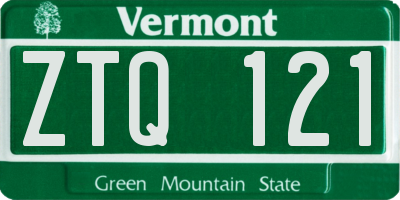 VT license plate ZTQ121