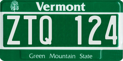 VT license plate ZTQ124