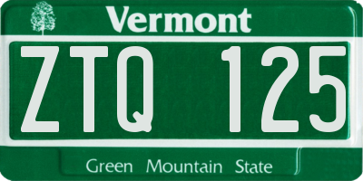 VT license plate ZTQ125