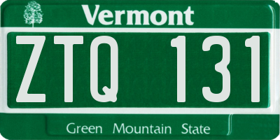 VT license plate ZTQ131