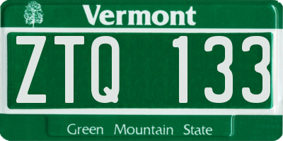 VT license plate ZTQ133